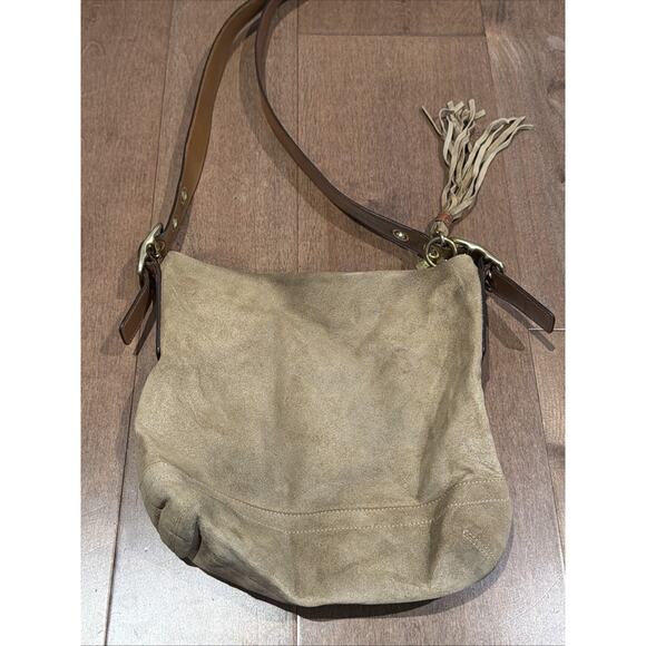 Vintage Coach Legacy Ergo Bag Brown Suede Leather Shoulder 9”x10” - Picture 2 of 5